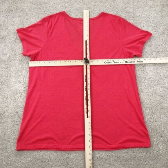 Under Armour Shirt Womens Extra Large Pink Short Sleeve V-Neck Heatgear Stretch - Picture 5 of 8